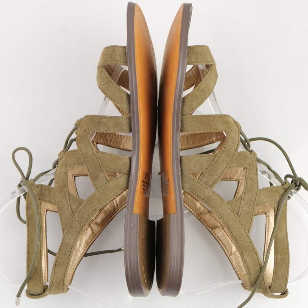 Sam Edelman Womens Gemma Sandals Size 5.5 Olive Green Suede Lace Up Flat Shoes - Picture 7 of 12